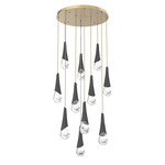Hailstone Round Multi Light Chandelier - Gilded Brass / Charcoal