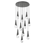 Hailstone Round Multi Light Chandelier - Matte Black / Charcoal