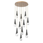 Hailstone Round Multi Light Chandelier - Novel Brass / Charcoal
