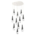 Hailstone Round Multi Light Chandelier - Salt White / Charcoal