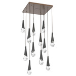 Hailstone Square Multi Light Chandelier - Burnished Bronze / Charcoal