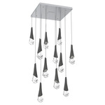Hailstone Square Multi Light Chandelier - Classic Silver / Charcoal