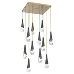 Hailstone Square Multi Light Chandelier - Gilded Brass / Charcoal