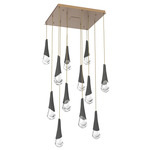 Hailstone Square Multi Light Chandelier - Novel Brass / Charcoal