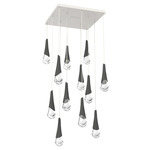 Hailstone Square Multi Light Chandelier - Salt White / Charcoal