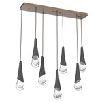Hailstone Linear Multi Light Pendant - Burnished Bronze / Charcoal