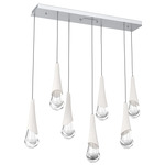 Hailstone Linear Multi Light Pendant - Classic Silver / Chalk