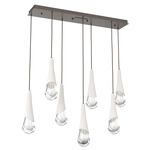 Hailstone Linear Multi Light Pendant - Flat Bronze / Chalk