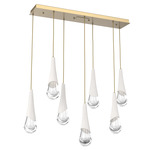 Hailstone Linear Multi Light Pendant - Gilded Brass / Chalk