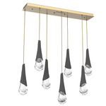 Hailstone Linear Multi Light Pendant - Gilded Brass / Charcoal