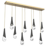 Hailstone Linear Multi Light Pendant - Gilded Brass / Charcoal