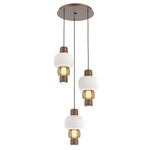 Torno Mandrel Multi Light Chandelier - Burnished Bronze / Bronze Glass / Chalk Ceramic