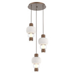 Torno Mandrel Multi Light Chandelier - Burnished Bronze / Clear Glass / Chalk Ceramic