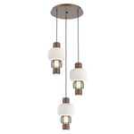 Torno Mandrel Multi Light Chandelier - Burnished Bronze / Smoke Glass / Chalk Ceramic