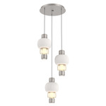Torno Mandrel Multi Light Chandelier - Beige Silver / Amber Glass / Chalk Ceramic