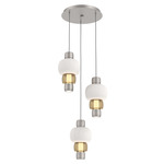 Torno Mandrel Multi Light Chandelier - Beige Silver / Bronze Glass / Chalk Ceramic