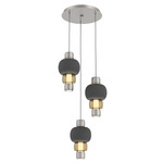 Torno Mandrel Multi Light Chandelier - Beige Silver / Bronze Glass / Charcoal Ceramic