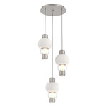 Torno Mandrel Multi Light Chandelier - Beige Silver / Clear Glass / Chalk Ceramic