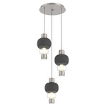Torno Mandrel Multi Light Chandelier - Beige Silver / Clear Glass / Charcoal Ceramic