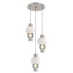 Torno Mandrel Multi Light Chandelier - Beige Silver / Smoke Glass / Chalk Ceramic
