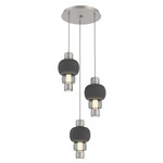 Torno Mandrel Multi Light Chandelier - Beige Silver / Smoke Glass / Charcoal Ceramic