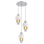 Torno Mandrel Multi Light Chandelier - Classic Silver / Bronze Glass / Chalk Ceramic
