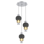 Torno Mandrel Multi Light Chandelier - Classic Silver / Bronze Glass / Charcoal Ceramic
