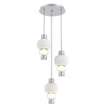 Torno Mandrel Multi Light Chandelier - Classic Silver / Clear Glass / Chalk Ceramic