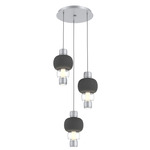 Torno Mandrel Multi Light Chandelier - Classic Silver / Clear Glass / Charcoal Ceramic