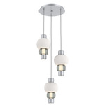 Torno Mandrel Multi Light Chandelier - Classic Silver / Smoke Glass / Chalk Ceramic