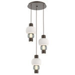 Torno Mandrel Multi Light Chandelier - Flat Bronze / Smoke Glass / Chalk Ceramic