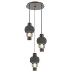 Torno Mandrel Multi Light Chandelier - Flat Bronze / Smoke Glass / Charcoal Ceramic