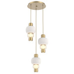 Torno Mandrel Multi Light Chandelier - Gilded Brass / Amber Glass / Chalk Ceramic