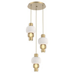 Torno Mandrel Multi Light Chandelier - Gilded Brass / Bronze Glass / Chalk Ceramic