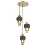 Torno Mandrel Multi Light Chandelier - Gilded Brass / Bronze Glass / Charcoal Ceramic