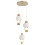 Torno Mandrel Multi Light Chandelier - Gilded Brass / Clear Glass / Chalk Ceramic