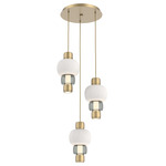 Torno Mandrel Multi Light Chandelier - Gilded Brass / Smoke Glass / Chalk Ceramic