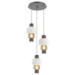 Torno Mandrel Multi Light Chandelier - Graphite / Bronze Glass / Chalk Ceramic