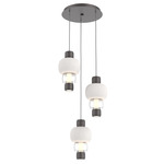 Torno Mandrel Multi Light Chandelier - Graphite / Clear Glass / Chalk Ceramic
