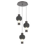 Torno Mandrel Multi Light Chandelier - Graphite / Clear Glass / Charcoal Ceramic