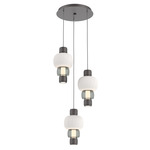 Torno Mandrel Multi Light Chandelier - Graphite / Smoke Glass / Chalk Ceramic