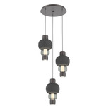 Torno Mandrel Multi Light Chandelier - Graphite / Smoke Glass / Charcoal Ceramic