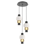 Torno Mandrel Multi Light Chandelier - Matte Black / Bronze Glass / Chalk Ceramic