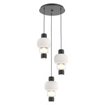 Torno Mandrel Multi Light Chandelier - Matte Black / Clear Glass / Chalk Ceramic