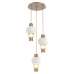 Torno Mandrel Multi Light Chandelier - Novel Brass / Amber Glass / Chalk Ceramic