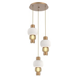 Torno Mandrel Multi Light Chandelier - Novel Brass / Bronze Glass / Chalk Ceramic