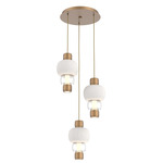 Torno Mandrel Multi Light Chandelier - Novel Brass / Clear Glass / Chalk Ceramic