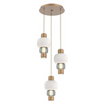 Torno Mandrel Multi Light Chandelier - Novel Brass / Smoke Glass / Chalk Ceramic