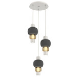Torno Mandrel Multi Light Chandelier - Salt White / Bronze Glass / Charcoal Ceramic