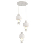 Torno Mandrel Multi Light Chandelier - Salt White / Clear Glass / Chalk Ceramic
